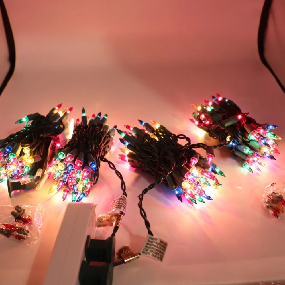 2x 100 Multicolor Mini Lights Green Wire Holiday Christmas Indoor Outdoor